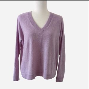 Elliott Lauren Womens Cashmere Sweater Lilac V-Neck Long Sleeve Pullover Size M